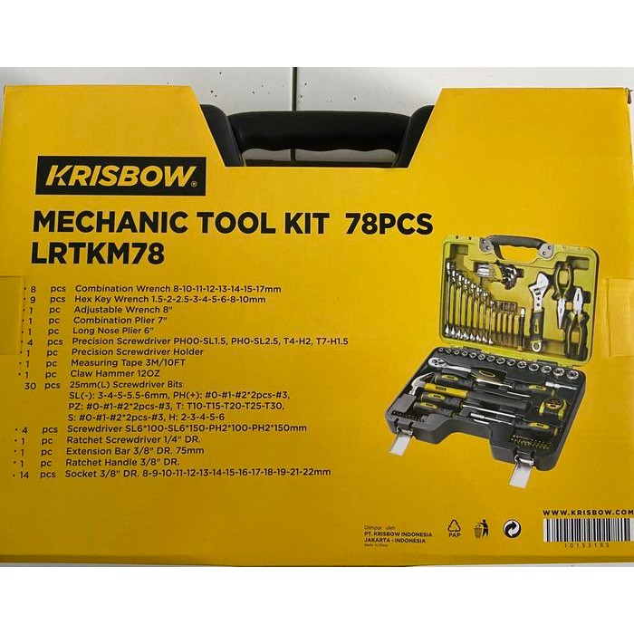 Mechanical Toolset Krisbow 78Pcs / Toolset Mekanik 78 Pcs Krisbow Gratisongkir