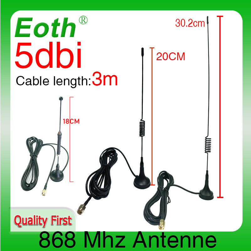 Eoth 868Mhz Antenna 900-1800 Mhz Gsm 3G 5Dbi Sma Male Iot 300Cm Cable 868 915 Mhz Antena Sucker