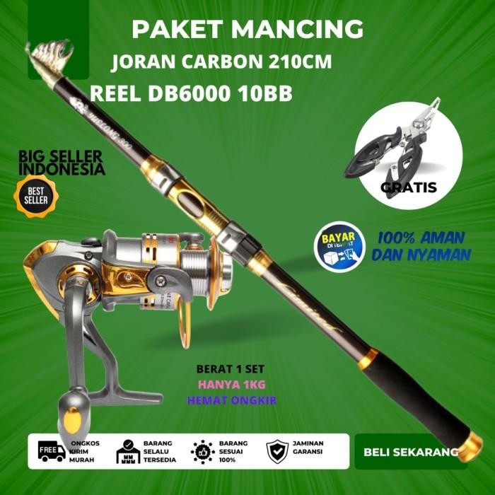 Set Pancing Pantai Laut kekuatan 20kg Joran Carbon