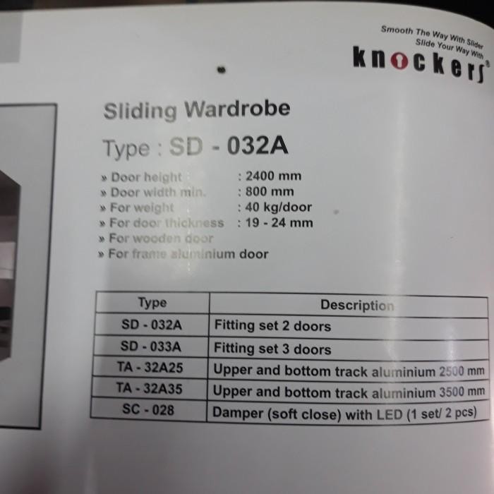 Roda Dan Rel Sliding Wardrobe Sd 033A Knockers + Rel 3.5 M