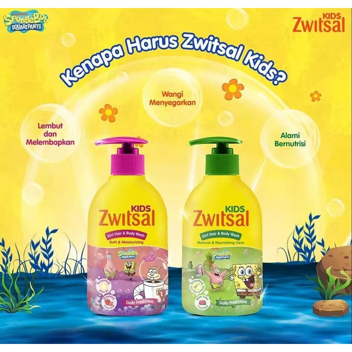 zwitsal kids 2 in 1 body wash 280ml/ Sabun shampo anak zwitsal 280 ml