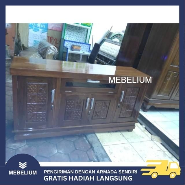 Meja Tv / Bufet Diswar Tv Kayu Jati Ukir Full Classic Rustic