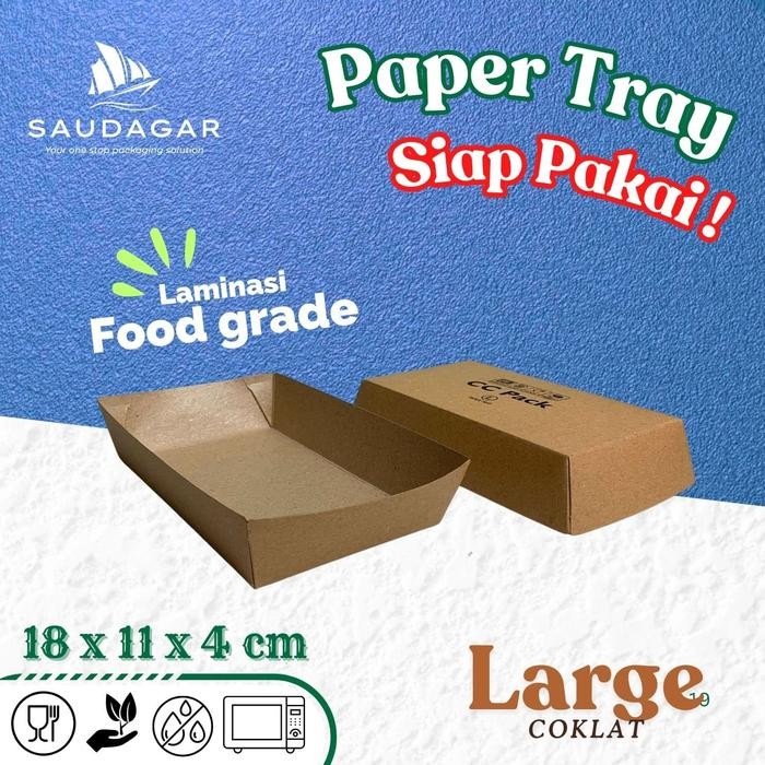 

Paper Food tray / Wadah piring kertas makanan anti minyak - Forming Siap Pakai isi 50pcs Large