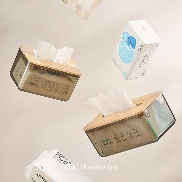 

TECMOKU Kotak Tissue Kayu Transparan Modern / Kotak Penyimpanan Transparan Tissue Box Kotak Tisu