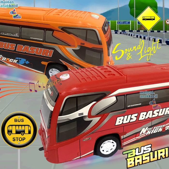 Mainan Anak Mobil Bus Basuri Lampu Telolet Oleng Plastik Musik Jumbo