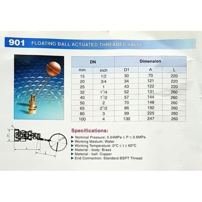 Pelampung - tandon air 2 inch merk Yuta / floating valve 2" inch