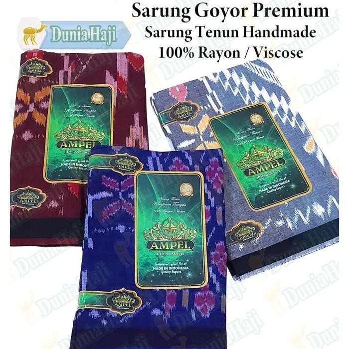 Sarung Goyor Tenun Rayon 100% Kain Motif Super Premium Ampel Asli