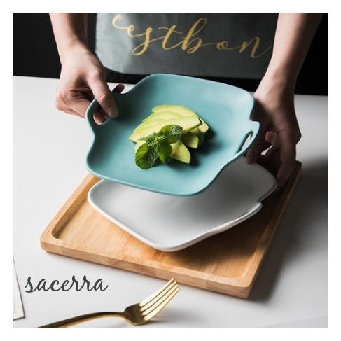 Ceramic Square Microwave Oven Plate Double Ear / Piring Saji Keramik