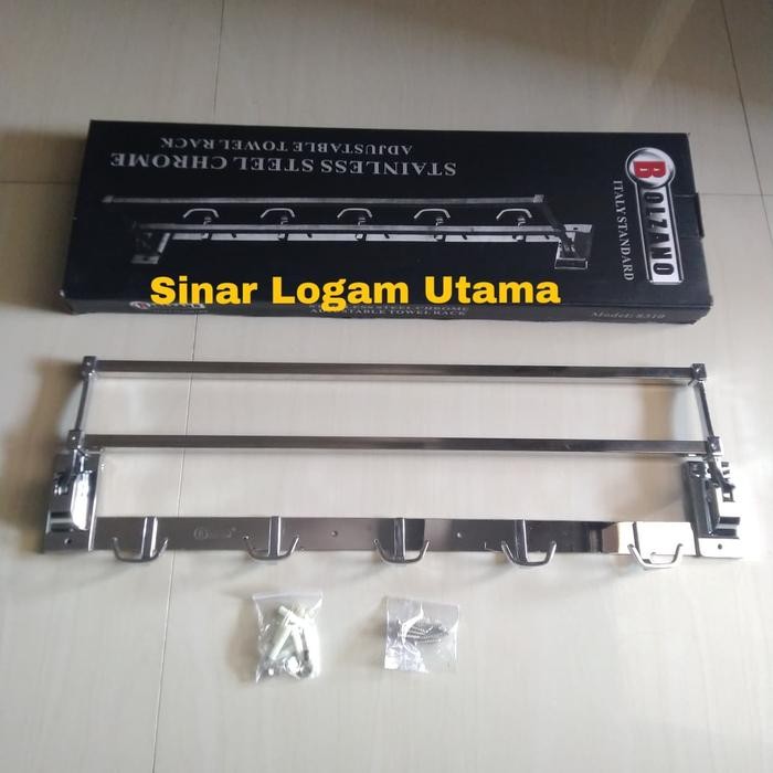 Rak Handuk Lipat Gantungan Baju + Handuk Stainless Bolzano Pasti Ori