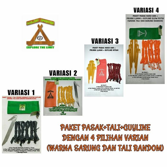 Paket Pasak Tali Prusik Lengkap Guyline Untuk Tenda dan Flysheet Camping Outdoor