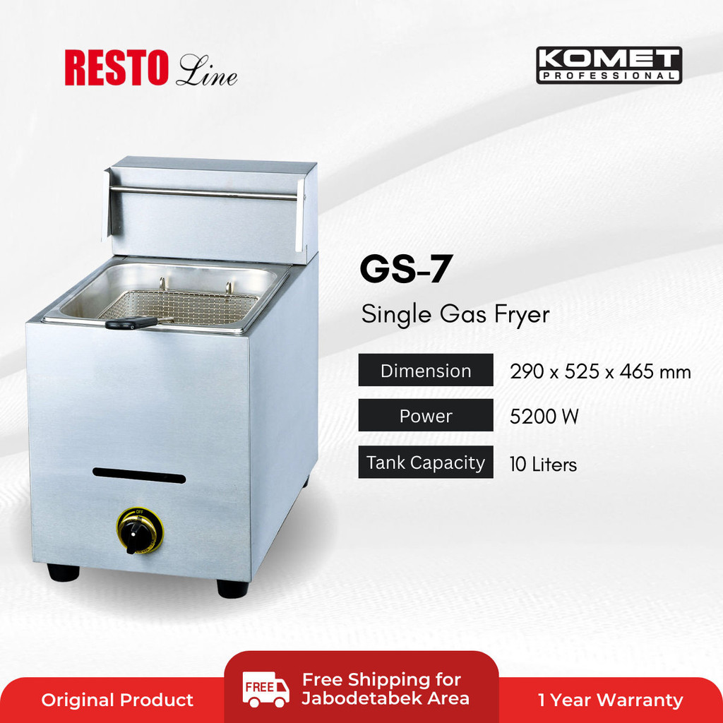 Gas Deep Fryer KOMET Commercial GS-7 Penggorengan Gas 10 Liter