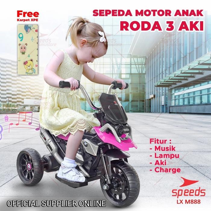MAINAN ANAK MOTOR AKI PMB RODA 3 BERKUALITAS SNI TERBARU MURAH KEREN