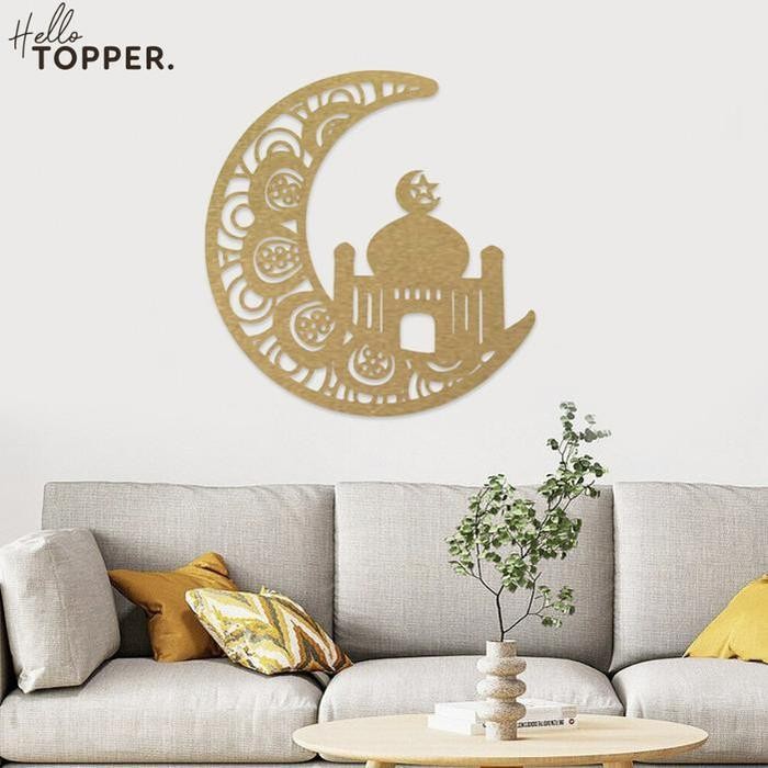 Backdrop Sign Bulan Hiasan Dinding Lebaran Kayu Dekorasi Ramadhan