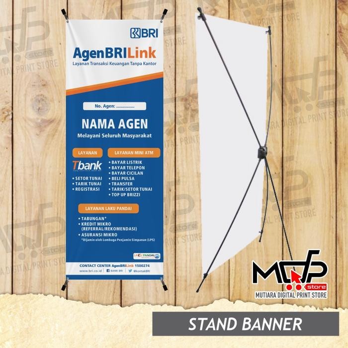 SPANDUK BRILINK 1.6X0.6m + RANGKA X BANNER AGEN BRILINK MDPRINTSTORE