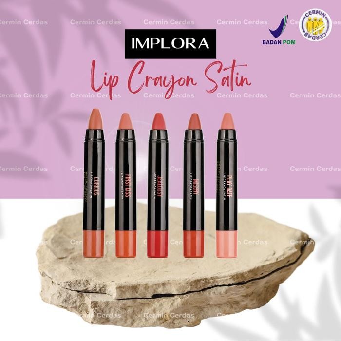 New [ IMPLORA ] Lip Crayon Satin BPOM Original Lipstick Lipcream Nude Ori