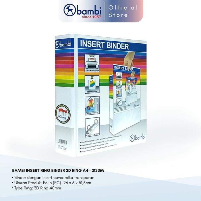 

Bambi Insert Ring Binder A4 3 Ring Type D All Color Medium Size 30 mm Original