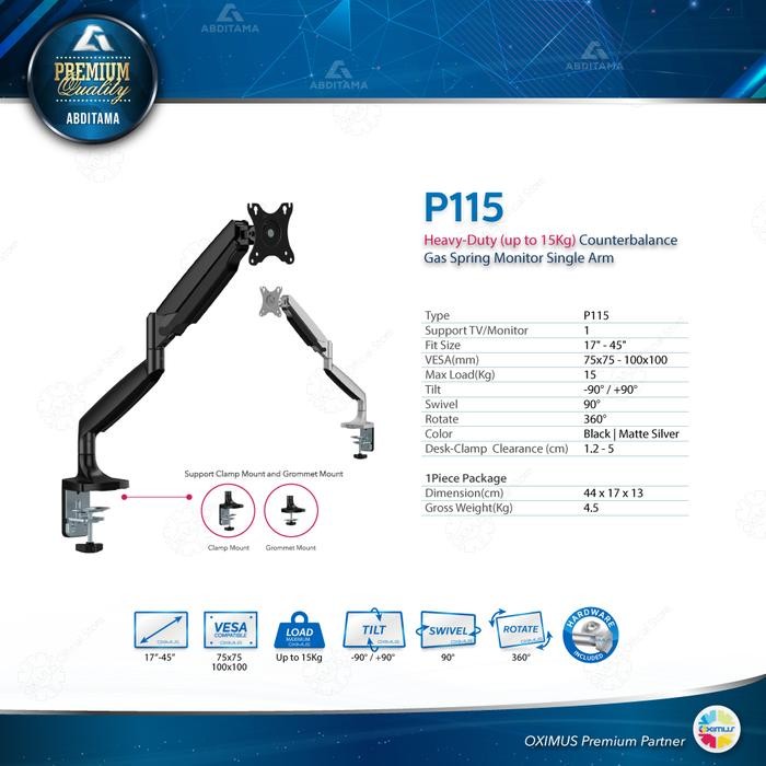 

Heavy-Duty Counterbalance Gas spring Monitor Computer Single Arm OXIMUS P115