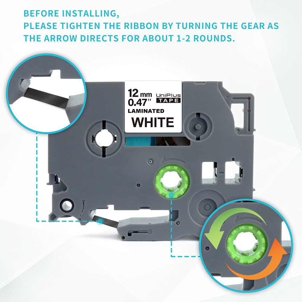 1PK 6/9/12mm Laminated Tape Compatible Brother TZe Tape TZE231 TZE131 TZE631 Black on White