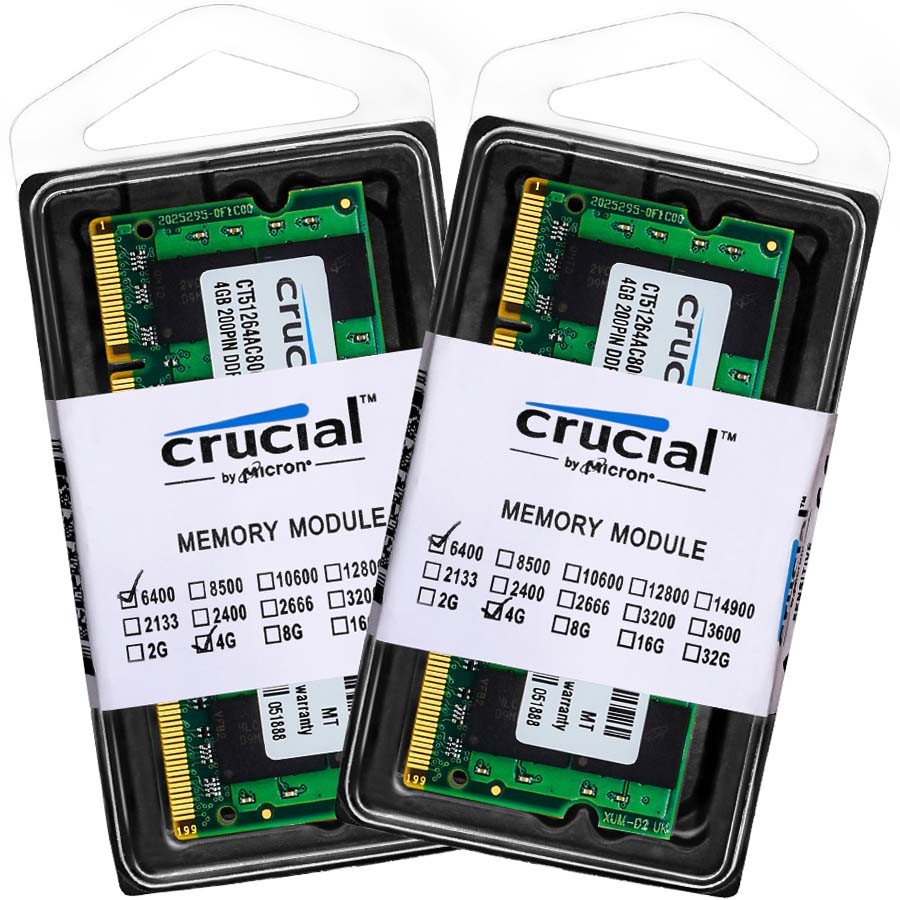 Crucial Laptop Memory RAM DDR2 2GB 4GB 667MHz 800MHz SODIMM PC2-5300 PC2-56400 1.8V 200pin for