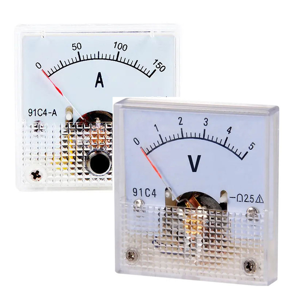 PROMO   DC Ampere Meter 91C4 Ammeter 1/2/3/5/10/20/30/50/100/200 A V Voltmeter Analog Panel Meter Me