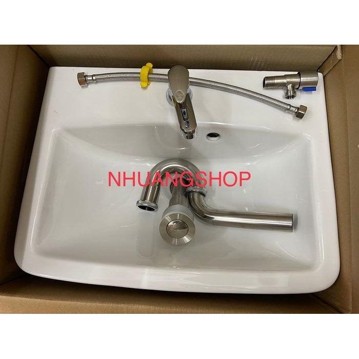 Promo Komplit Set Body Wastafel Cuci Tangan Besar Keramik Model Cantik Minimalis (Tinggal Pasang)