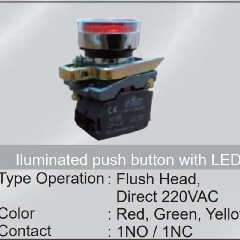 Iluminated Push Button Lay4 Bw3361 Bw3461 LED merah hijau kuning FORT
