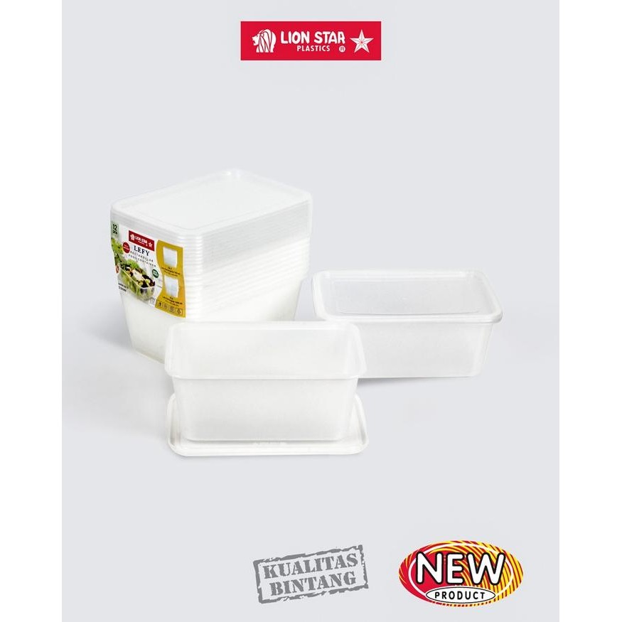 Lion Star Lefy Set 1000ML Kotak Makan Kotak Bening Segi / Rectangular TOPLES PLASTIK Kode 645