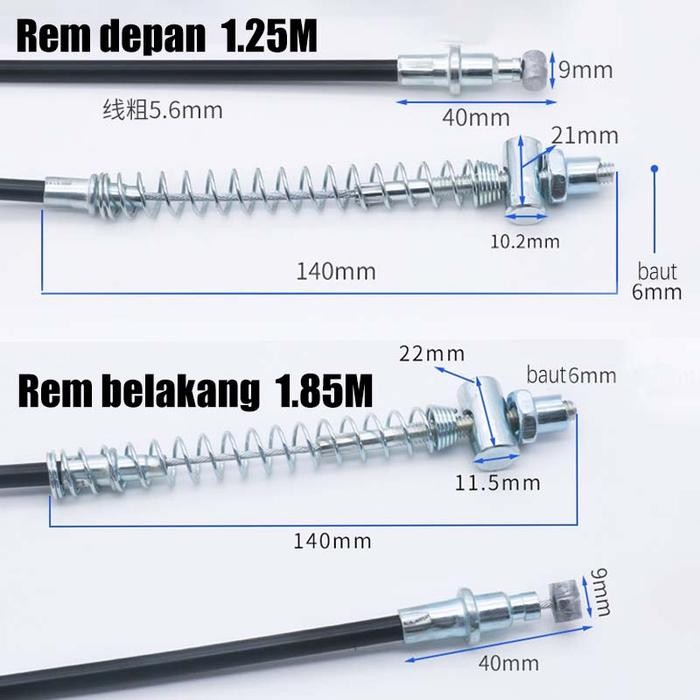 1.25/1.8M Tali Rem Sepeda Kabel Rem Sepeda Depan Belakang Kabel Rem Sepeda Polygon Selis Pacific