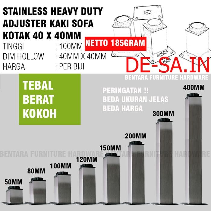 Kaki Meja / Sofa Kotak Stainless 10 cm