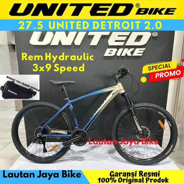 Sepeda 27.5 MTB UNITED DETROIT 2.0 Rem Hydraulic Fork bis lock 9 sp