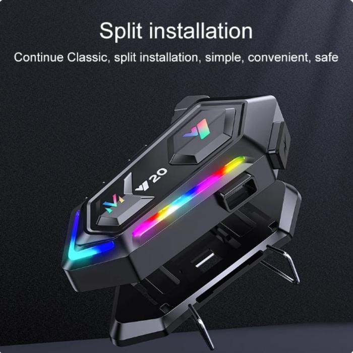 Terbaru Intercom Y20 Headset Rgb Y20 Bluetooth Headset Helm Motorcycle Rgb Y20 - Black