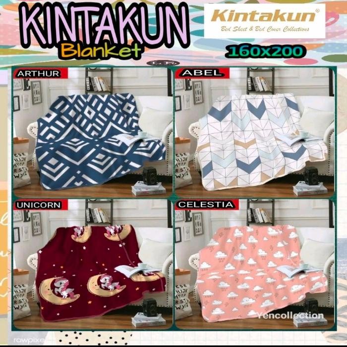 selimut flannel kintakun deluxe arthur/abel/unicorn/celestia