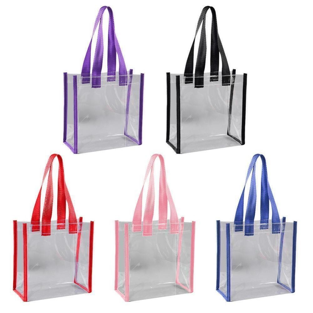 Transparent Pvc Clear Tote Bag Large Capacity Car Sewn Plastic Cosmetics Shopping Bag Jelly Bag Gift