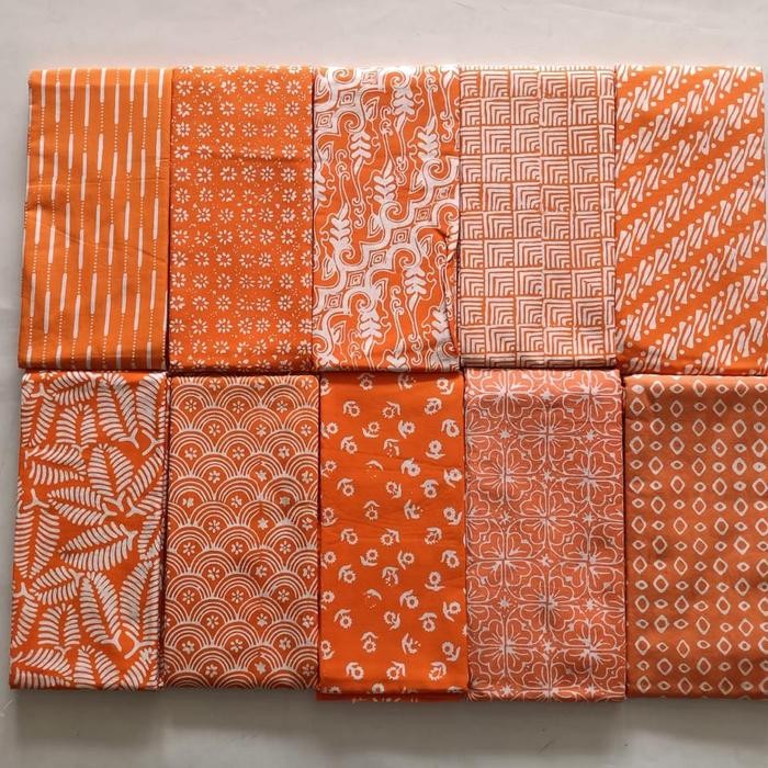 A83 Kain Batik Cap Warna Orange