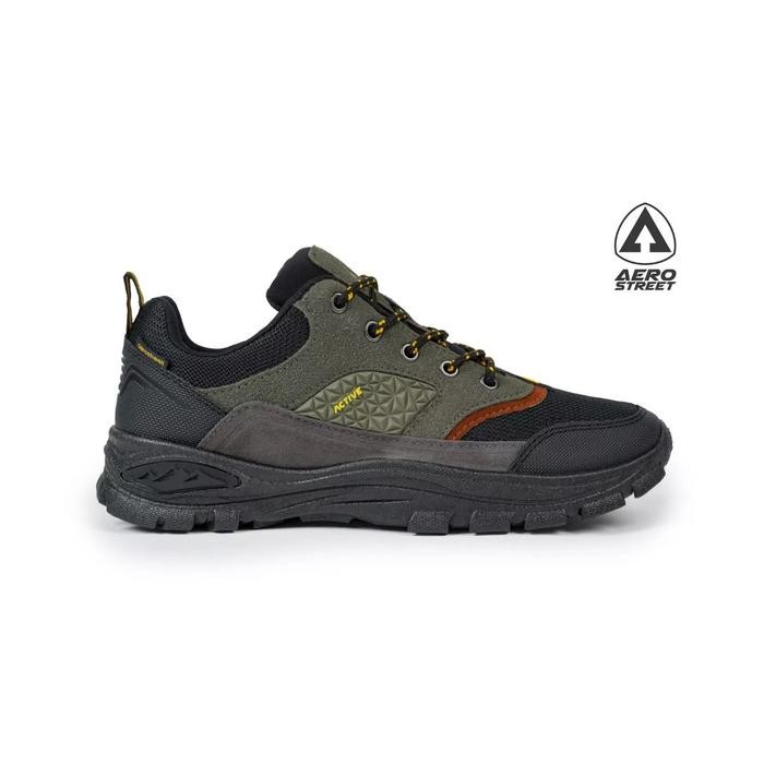 Aerostreet Active Low Hitam Army Kuning Sepatu Outdoor Gunung Unisex