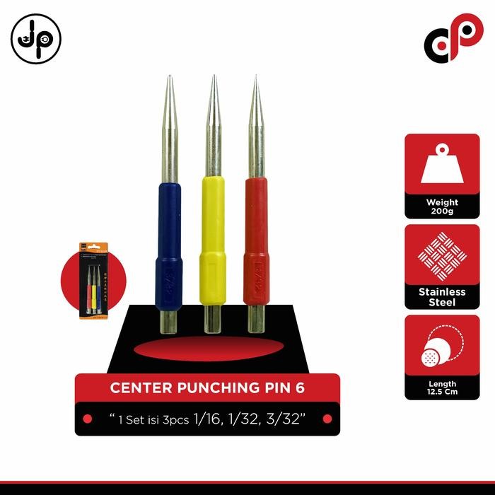 

Promo Center Punch Set 6" 3Pcs (Rubber Handle) Penanda Titik Bor Sale