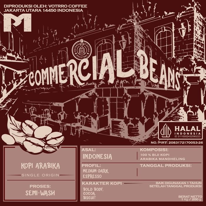 

Votrro Biji Kopi Bubuk 100% Full Arabica Mandheling Roasted Commercial - Best Seller Espresso Pasti