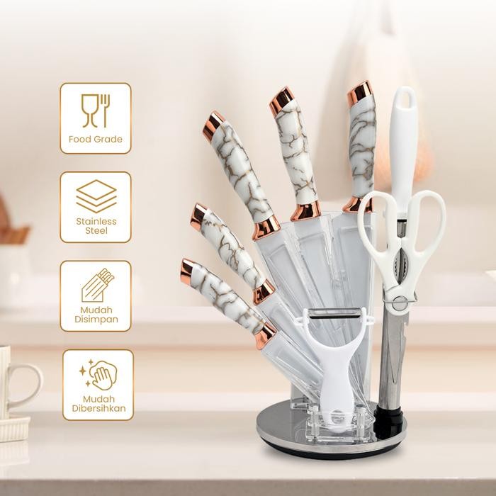 Set Pisau Marble Stainless Steel Japanese Knife Multifungsi / Alat Dapur Knife Set High Quality