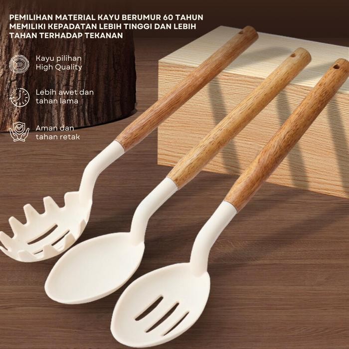 12In1 Set Utensil Spatula Silikon Premium Tebal Tahan Panas Dengan Wadah Plastik Kitchenware Pasti