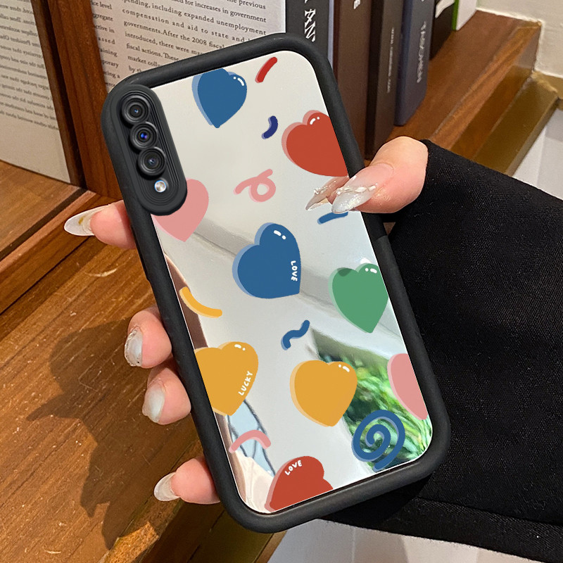 Casing Hp Untuk Samsung Galaxy A50 A50s A30s Case Hati berwarna cermin Kasing tipis Perlindungan Kes