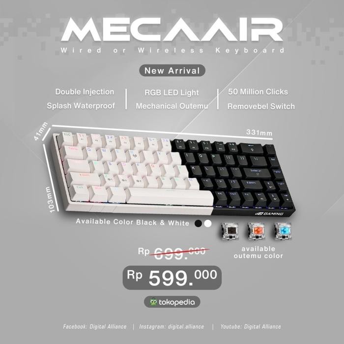 (Expert) Digital Alliance MECA AIR Wireless Gaming Keyboard Mechanical RGB