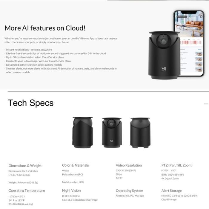 [Expret] CCTV Yi Dome Camera U PRO 3MP Wifi IP Camera with Face Detection