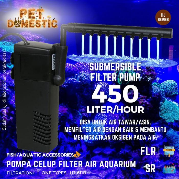 INTERNAL MINI FILTER AIR MANCUR POMPA AQUARIUM KECIL SUN HJ-611B 450L