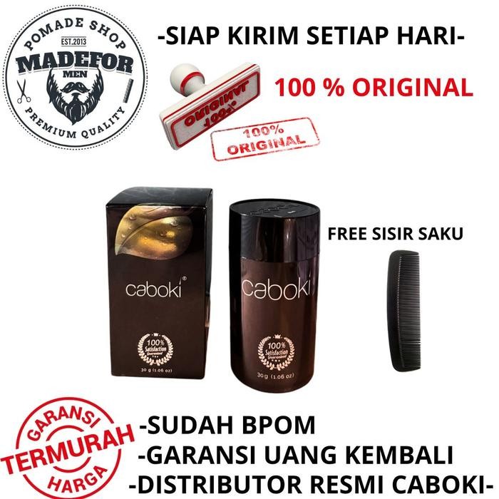 CABOKI HAIR FIBER 30 GRAM ORIGINAL CABOKI PENEBAL RAMBUT FREE SISIR