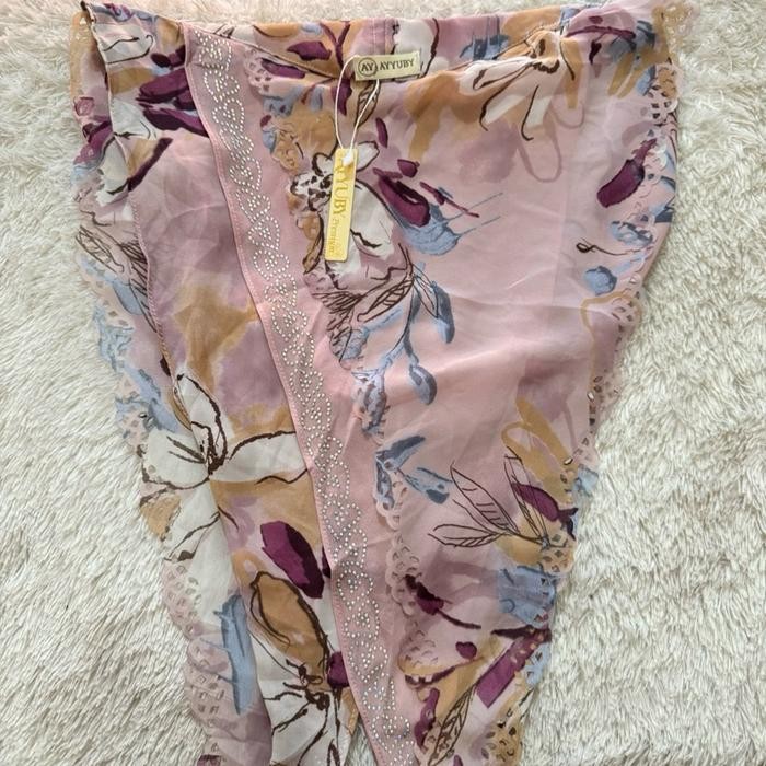 Termurah Ayyuby - Hijab Instan Hazna Laser Motif Abstrak Flower Ceruty Babydoll Printing Premium