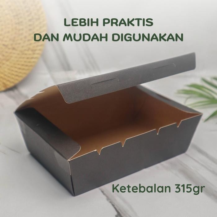 paper lunch box kotak makan kertas 315 gr tanpa rakit hitam size M