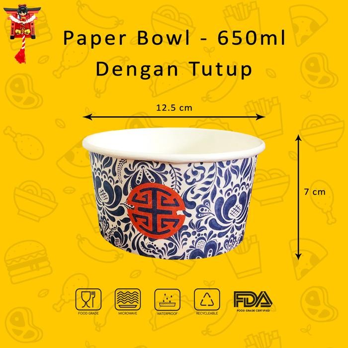 Paper Bowl 650ml / Mangkok Kertas / Mangkok Nasi Motif Chinese 650ML