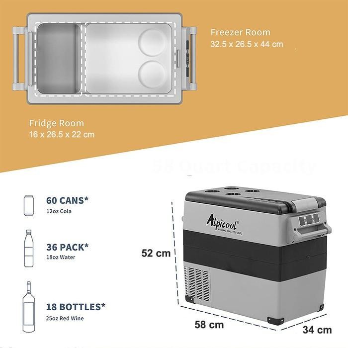 Alpicool Kulkas Portable Mobil Mini Fridge Freezer 55L - CF55 - Kulkas Portable Mini Freezer Mobil