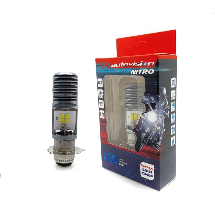Lampu Led Depan Motor Supra Supra X Old Tiger Megapro Primus Cb150R H6 Kaki 3 Autovision Nitro Putih