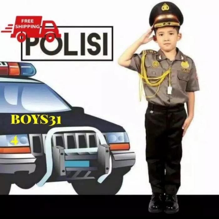 TERLARIS baju polisi anak tangan pendek/baju sabana polisi anak READY STOCK